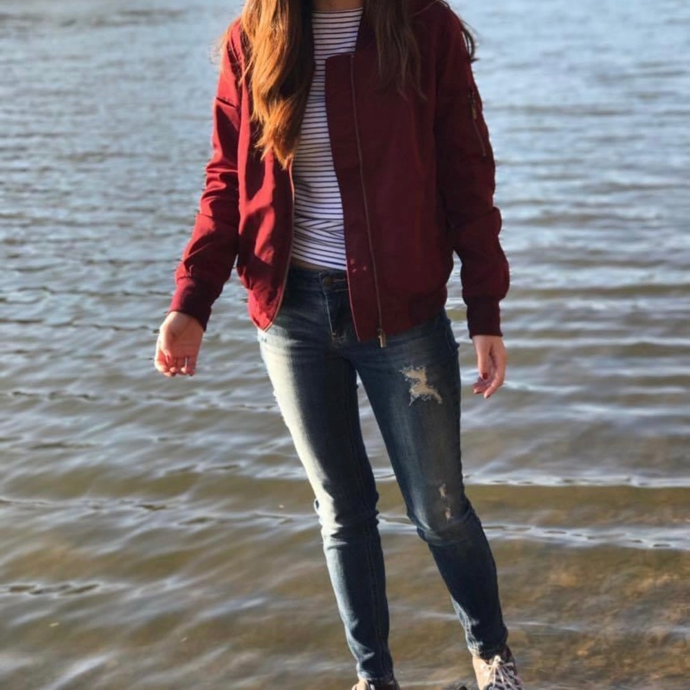 Red bomber jacket